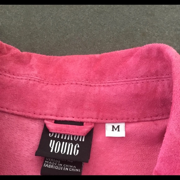 ☃️ Pink Suede Jacket Top Size M - Picture 10 of 13
